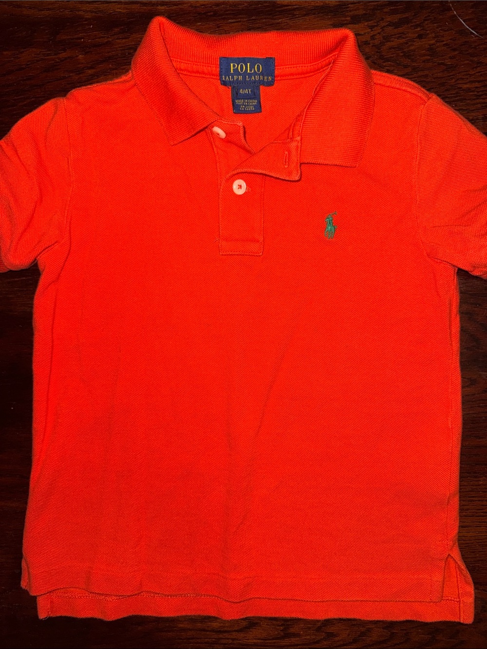 Polo by Ralph Lauren Bright Orange Short Sleeve Polo with Green Pony
